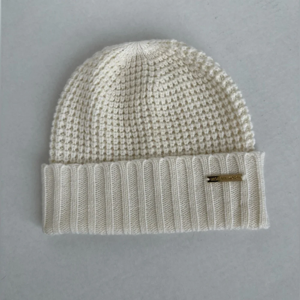 Michael Kors Cable Knit Beanie Hat Cream Off White Women One Size Winter NWOT